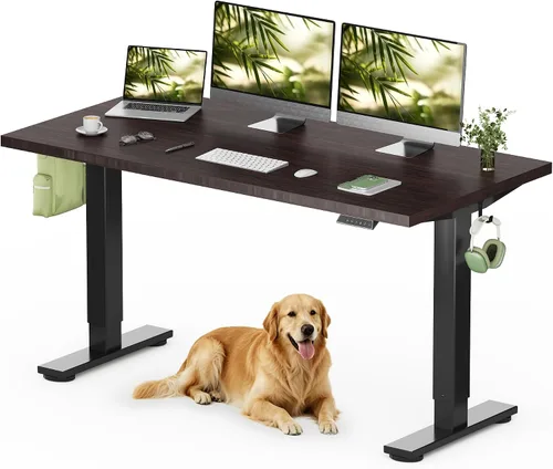 Vista 19 de FLEXISPOT Escritorio de pie de bambú sólido, escritorio de bambú real de 48 x 24 pulgadas con grano natural, estación de trabajo duradera