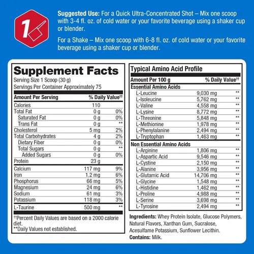 Vista 2 de ProLab Whey Aislado 5LB, 0.81 oz Proteína y BCAA, Músculo (Helado de Vainilla)