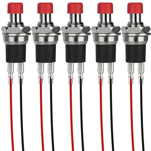Vista 8 de 5 piezas de interruptor de botón de presión de tipo de cierre automático SPST Dash ON/Off azul AC 250V/3A