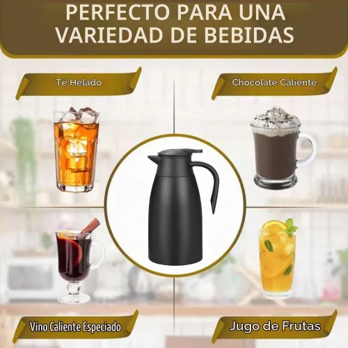 Vista 8 de Jarra térmica de café de 70 onzas, acero inoxidable, jarra de café aislada, dispensador de bebidas de café al vacío de doble pared para mantener 12