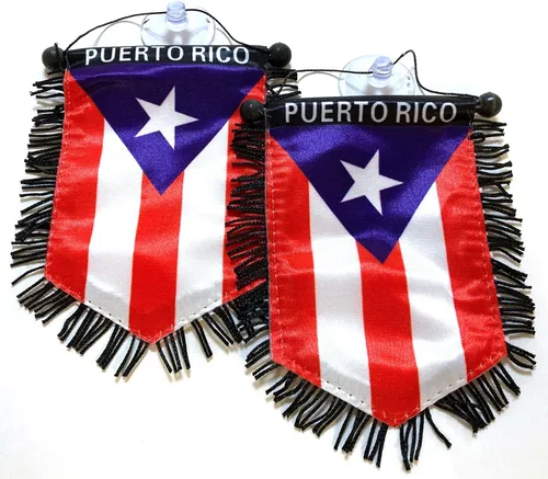 Vista 3 de Puerto Rico pequeña bandera puertorriqueña para automóviles hogar pared puerta ventana bandera accesorios decoración colgante decoración pancartas