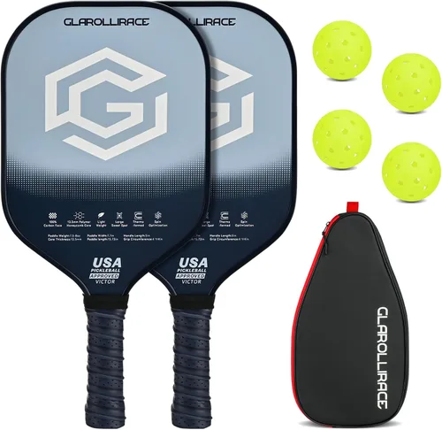 Vista 13 de Juego de 2 palas de pickleball 4 raquetas de pickleball, juego de pickleball aprobado por USAPA, superficie de fibra de vidrio fibra de carbono