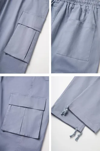 Vista 6 de THWEI Pantalones cargo para hombre, pantalones deportivos casuales de algodón, holgados, rectos