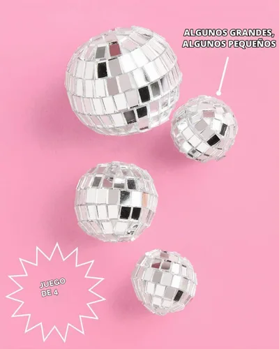Vista 2 de xo, Fetti Decoración para tartas de 4 bolas de discoteca Decoraciones