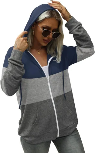 Vista 3 de Bofell Sudaderas con capucha de manga larga con cremallera para mujer