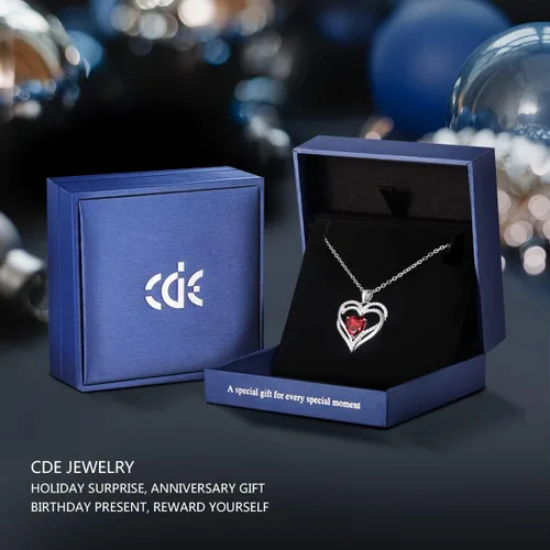 Vista 6 de CDE Collares de corazón para mujer, plata esterlina 925, dije de piedra natal, aniversario, cumpleaños, Navidad, día de San Valentín, joyería