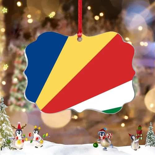 Vista 11 de Adorno de bandera de Seychelles para decoración de árbol de Navidad, recuerdo de la ciudad del país de Seychelles, adornos de Navidad personalizados