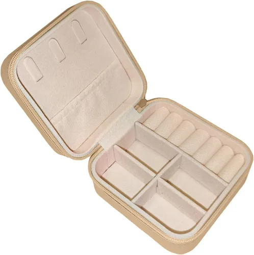 Vista 6 de Jemjosh Joyero pequeño de viaje, mini joyero portátil de cuero, organizador de anillos, estuche organizador de anillos, cajas de regalo para niñas