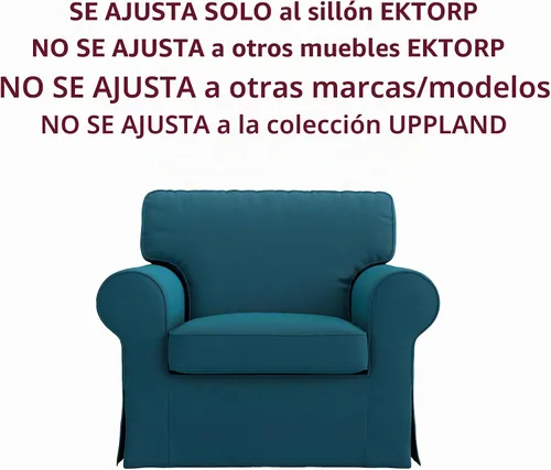 Vista 2 de MASTERS OF COVERS Ektorp - Funda de repuesto para sillón IKEA Ektorp (océano oscuro), no apta para sofá de la serie Uppland (solo funda de sillón)