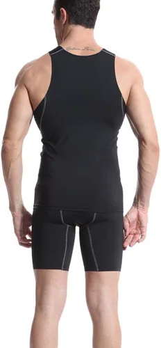 Vista 5 de Audoc Camiseta de compresión para hombre, paquete de 3 unidades, color negro, camiseta sin mangas de compresión atlética