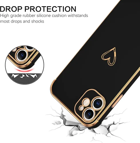 Vista 3 de BENTOBEN Funda para iPhone 12, iPhone 12, lindo patrón de corazón, ajuste delgado, suave, flexible, a prueba de golpes, TPU para mujeres, niñas