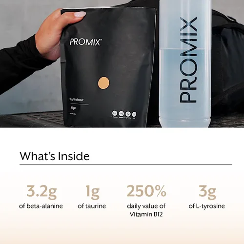 Vista 3 de ProMix Nutrition Pre-Entrenamiento - Maximiza el Enfoque y el Rendimiento - Libre de Estevia, Goma Xantana, Soja, Gluten y OMG - Mango - 30