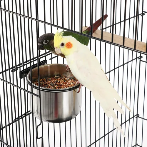 Vista 8 de Yaheetech - Jaula de pájaros de 57 pulgadas con parte superior abierta y ruedas para loros de tamaño mediano, cacatúas, caique, cotorras, cuello