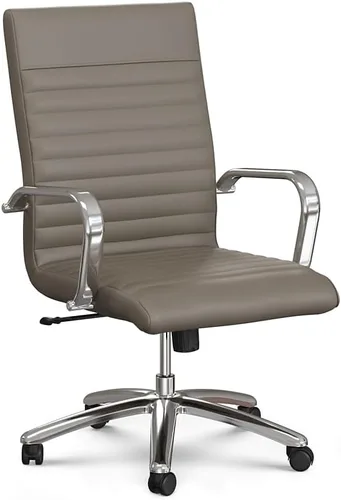Vista 9 de NBF - Silla ergonómica de cuero sintético con respaldo medio, con memoria, color negro
