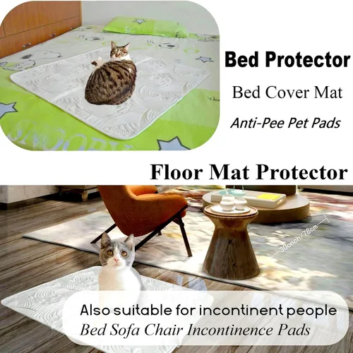 Vista 4 de Almohadillas cuadradas de tela lavables para perros y gatos pequeños, 28 x 28 pulgadas, funda de sofá multicapa para sofá, protector de muebles