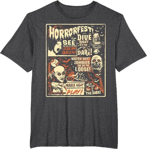 Vista 19 de Camiseta de terror vintage con póster de Halloween y película de terror Negro