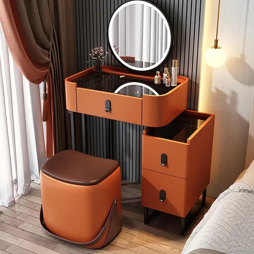 Vista 21 de Vanity Desk with Mirror and Drawers, White Vanity with Mirror, Wooden Makeup Desk for Bedroom Dressing Room, with Adjustable Brightness Mirror,Dark