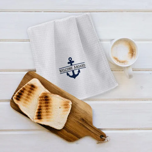 Vista 5 de OHSUL Toallas de playa altamente absorbentes con ancla de barco, toallas de cocina, toallas de baño, toallas de mano de anclaje azul marino