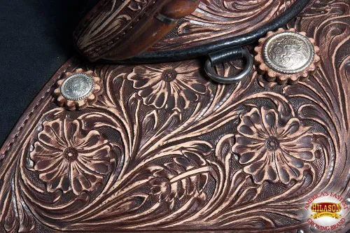 Vista 8 de HILASON Western Horse Treeless Trail Barrel Saddle American Leather Tan Horse Saddle Western Saddle Treeless Saddle Saddle for Horses