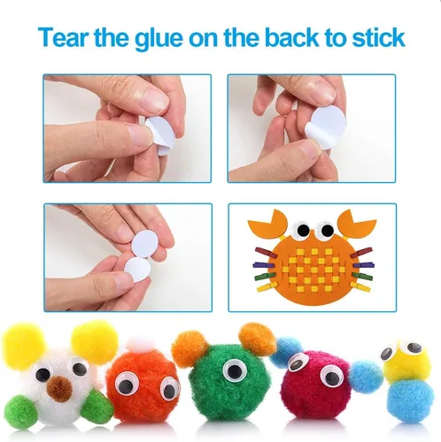 Vista 2 de 1210 piezas Googly Wiggle Eyes autoadhesivas, para manualidades, varios tamaños de 0.157 in a 0.984 in para bricolaje ZZYI