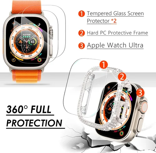 Vista 138 de Surace Bling - Carcasa con protector de pantalla para Apple Watch Series 3, 2, 1 de 1.496 pulgadas