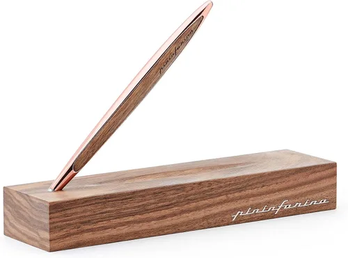 Vista 9 de pininfarina CAMBIANO INK. Bolígrafo de lujo. Cuerpo de aluminio con insertos y soporte de escritorio en madera de nogal. El mejor juego de regalo