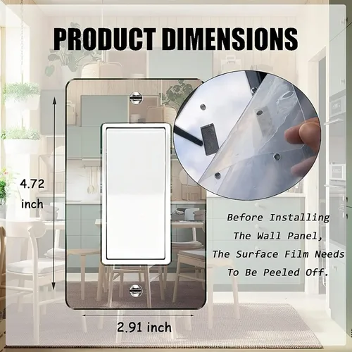 Vista 3 de 1 Pieza Placas de Interruptor de Luz con Espejo, Cubiertas de Salida de Acrílico, Placas de Pared Duraderas, Placas de Interruptor con Espejo