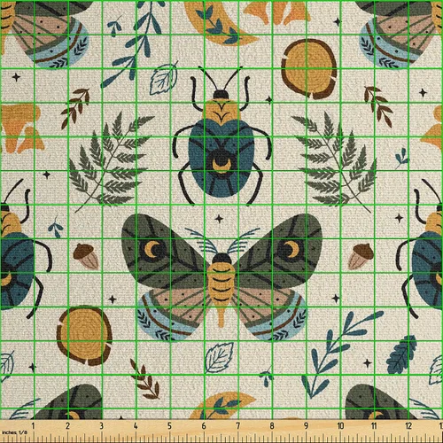 Vista 2 de Ambesonne The Yard, tela de gamuza sintética tradicional americana por The Yard, Garden Feel Moths Bellotas Hojas Magic Forest Concept Art