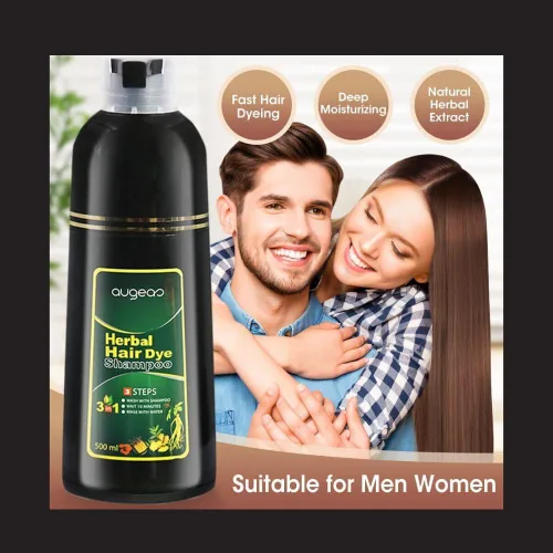 Vista 4 de Champú instantáneo para teñir el cabello a base de hierbas para cabello gris, 16.9 onzas líquidas, para mujeres y hombres, champú de tinte negro 3