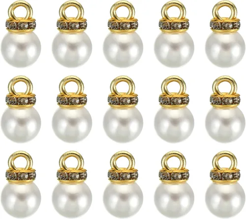 Vista 21 de PATIKIL 100 cuentas de perlas de perlas de imitación con diamantes de imitación DIY para hacer joyas, pulseras y aretes Plateado blanco