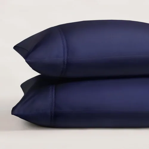 Vista 4 de Pure Parima Juego de fundas de almohada Yalda, 100% algodón egipcio certificado, costuras de doble dobladillo, estándar, color carbón