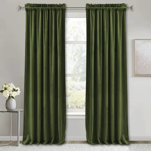 Vista 44 de RYB HOME Cortinas opacas de terciopelo para dormitorio, aislamiento térmico, privacidad, luz solar, bloqueo de calor, cortinas lujosas con bolsillo