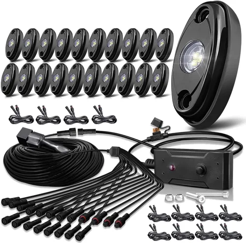 Vista 12 de LEDMIRCY Luces LED de roca, color blanco, 2 piezas para todoterreno, camiones, coches, barcos, ATV, SUV, RZR, impermeables, de alta potencia, luces