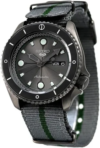 Vista 5 de Seiko 5 Sports Boruto Naruto Reloj automático Shikamaru SRPF75K1 Gris Reloj deportivo