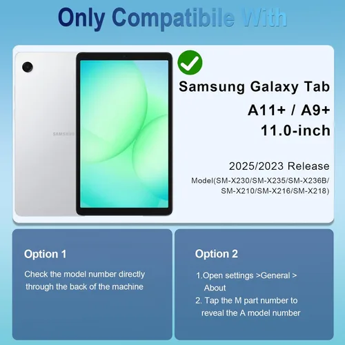 Vista 7 de WESOROL Funda para Galaxy Tab A11 Plus/A9 Plus de 11 pulgadas, a prueba de golpes para tableta Samsung A11+/A9+ con protector de pantalla con Negro