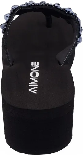 Vista 5 de AIMONE Printemps - Tangas de tacón medio con diamantes de imitación para mujer