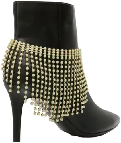 Vista 7 de Pulsera de botas de moda occidental para mujer, cadena de metal dorado brillante, cuentas de color verde azulado y menta