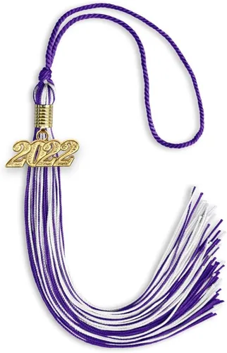 Vista 46 de Endea Graduation - Borla de doble color mixto con fecha dorada (negro/dorado antiguo, 2021)