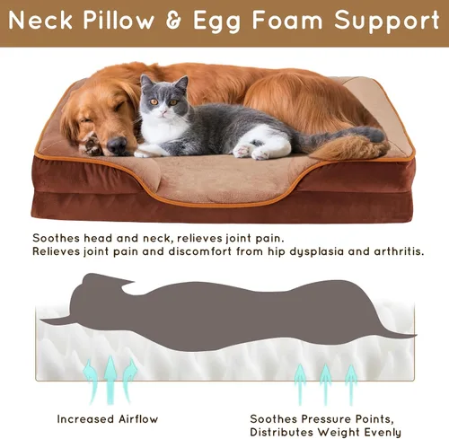 Vista 3 de Simple Deluxe Cama ortopédica extragrande para perro, cama para perro de espuma viscoelástica de 42 pulgadas con funda extraíble impermeable