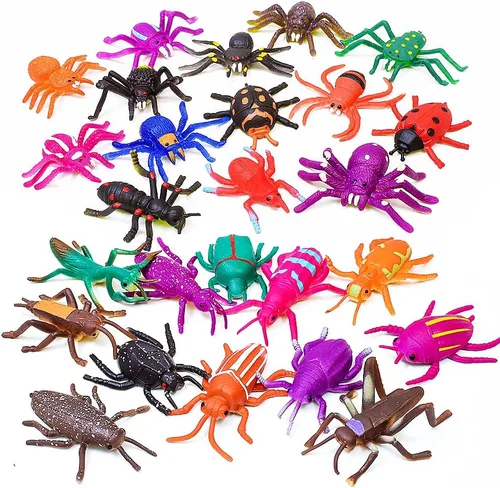 Vista 6 de Juguetes de baño, 10 piezas de insectos que cambian de color, figuras elásticas de animales para niños de 3 años en adelante, broma de broma