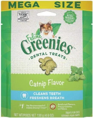 Vista 12 de Greenies Golosinas dentales naturales para gatos adultos recomendadas por veterinarios felinos, sabor hierba gatera, bolsa de 2.1 onzas