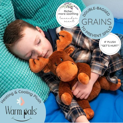 Vista 2 de Warm Pals Mack Moose, felpa pesada apta para microondas, calentada para Marrón