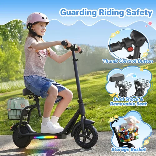 Vista 4 de iScooter Scooter eléctrico para niños 2 en 1 ik7, alcance de hasta 12 mph y Negro oscuro
