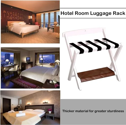Vista 5 de Luggage Rack Folding Furniture Tray Rack Set of 2 - Portable Backpack Luggage Holder Storage Organizer Unit, Bring Backrest Multifunctional Storage