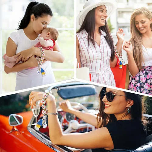 Vista 5 de Bisanzoya Beaded Keychain with Tassel, Silicone Key Ring Bracelet, Cute Boho Car Key Chain Wristlet for Women