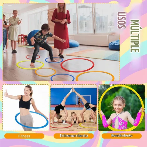 Vista 4 de Libima Juego de 12 anillos de carrera de obstáculos de 16 pulgadas, 28 pulgadas, juguetes de plástico para ejercicio, aros a granel