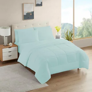 Sweet Home Collection Juego de edredón de 7 piezas de color sólido para todas las estaciones, manta alternativa de plumón suave y lujosas sábanas de