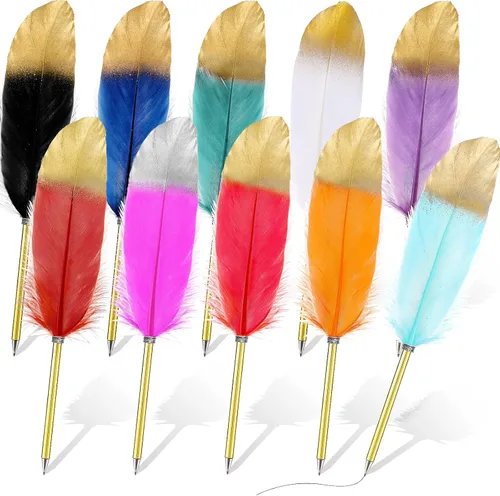 Vista 11 de Chivao Bolígrafo de pluma de 0.020 in, tinta negra, pluma de pluma chapada en pluma para invitados, recuerdos de oficina, fiestas (10 piezas)
