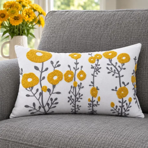 Vista 7 de ARTMAGIC - Funda de almohada bordada de 18 x 18 pulgadas, diseño de Amarillo 01