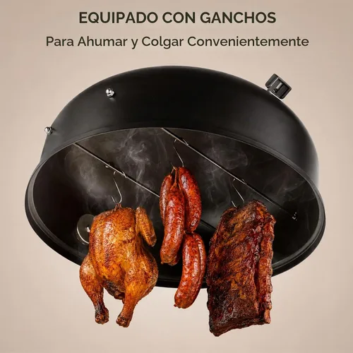 Vista 6 de VINGLI Parrilla de carbón de 18 pulgadas con ahumador de barbacoa multicapa, parrilla redonda resistente, ahumador vertical con termómetro